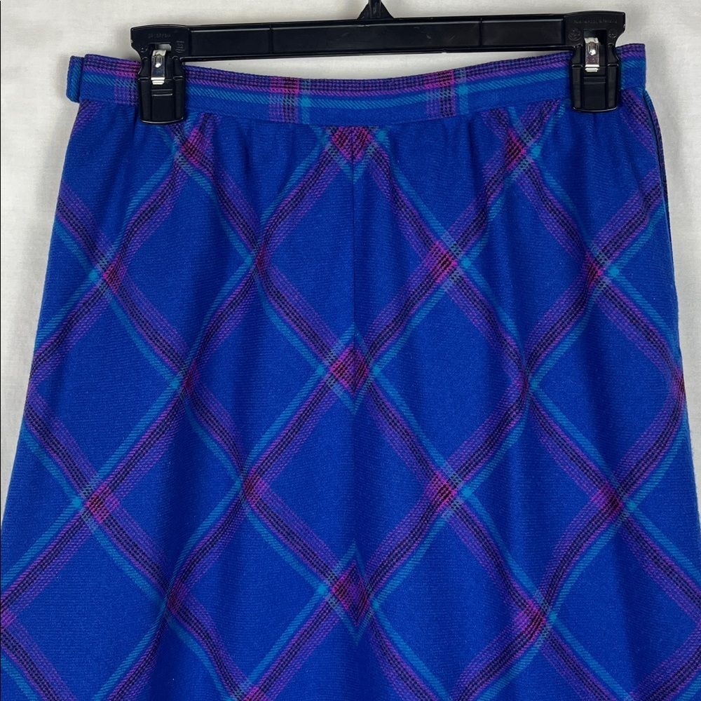 Vintage Pendleton 100% Virgin Wool Blue Plaid Skirt - Picture 2 of 6